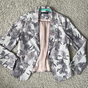 Allegra K light purple & ivory floral open front blazer Womens size XS